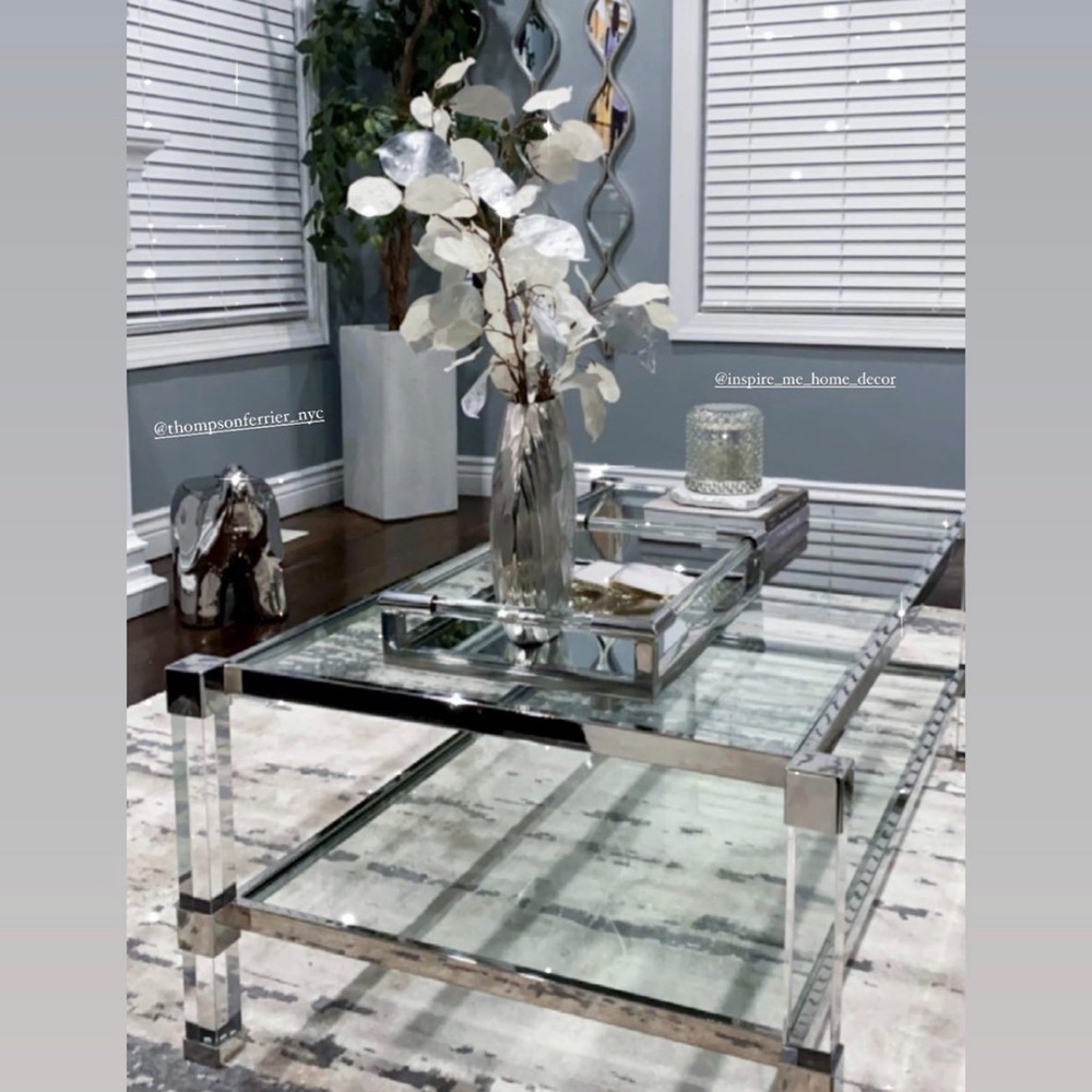 Z Gallerie Silver Glass Coffee AND End Table